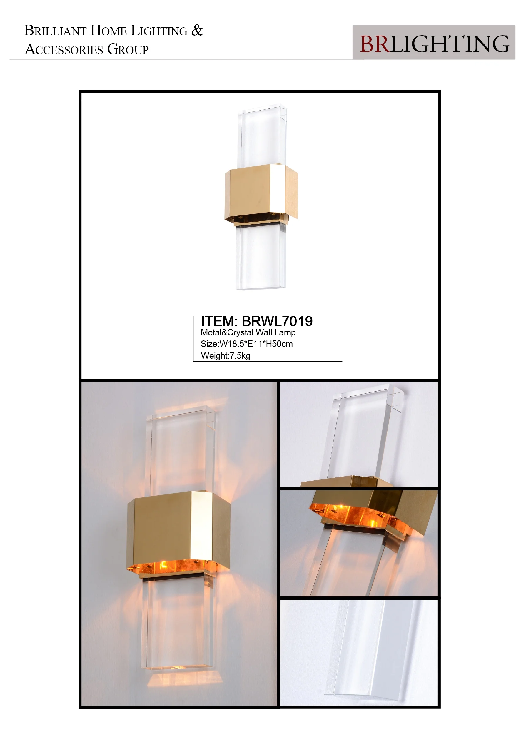 Newest design golden finishing metal glass crystal wall lamp for home lighting hotel decoration