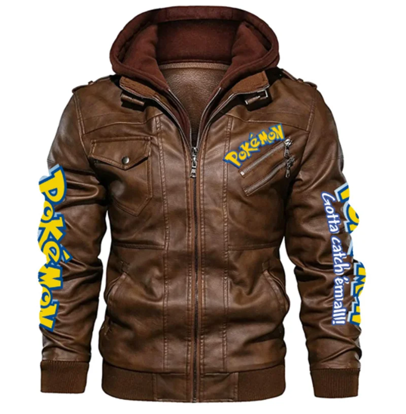 

Men's leather PU leather jacket motorcycle windproof and warm leather jacket, Customized color