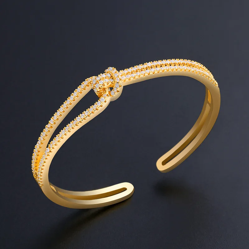 

Sailing Jewelry Luxury Bracelets & Bangles CZ Open Bangle Knot Zircon Bangle