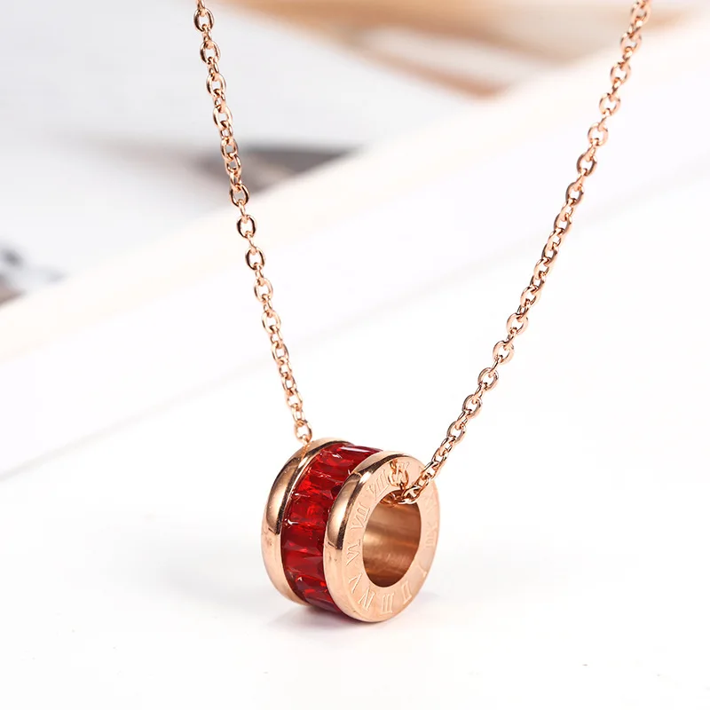 

New Korean 316L Titanium Steel Gold-plated Necklace Ring Diamond Girl Fashion Wild Little Waist Clavicle Roman Necklace