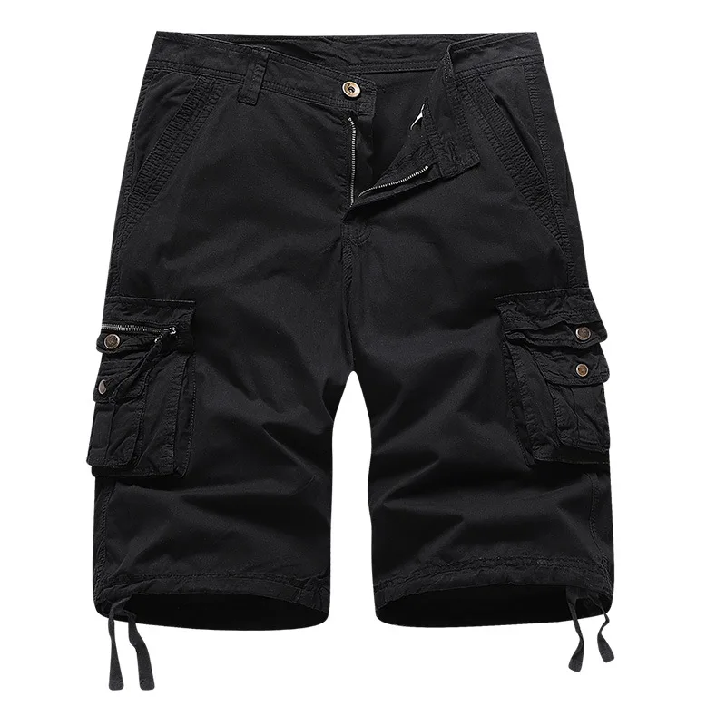 

2024 new Summer Mens Casual 7 Pockets Bermuda Shorts Men knee length cotton streetwear Mid Workout cargo short pants