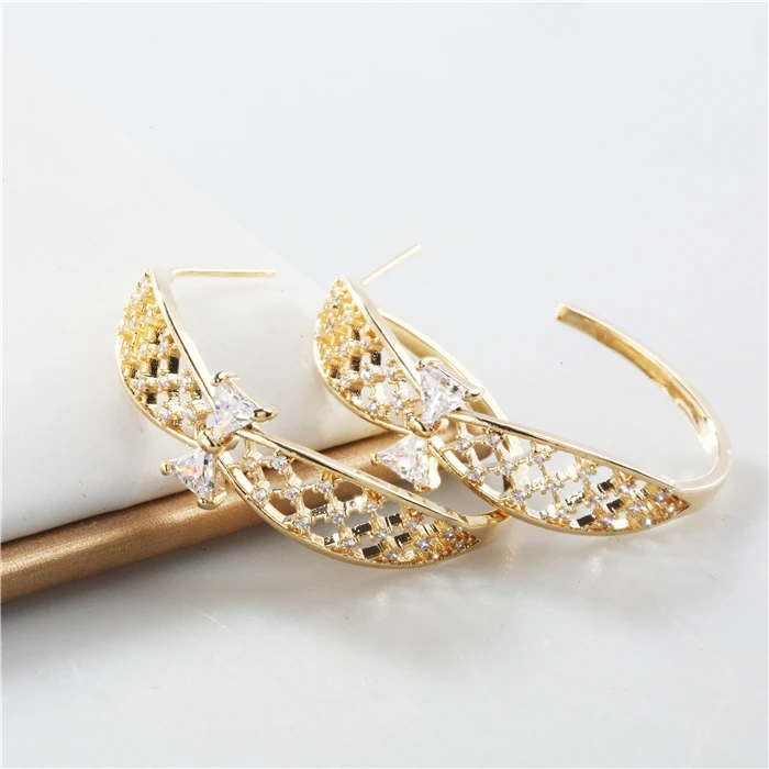 

XuQian Hoop Different Color Large Zircon Earrings for Women, Silver&gold