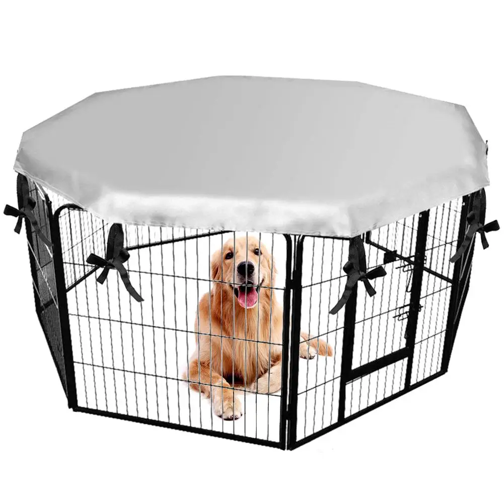 

Pet Dog Cage Supplies Playpen Cover Dog Crate Cover For Outdoor And Indoor Double Side Waterproof Windproof Shade Cage Cover, Silver