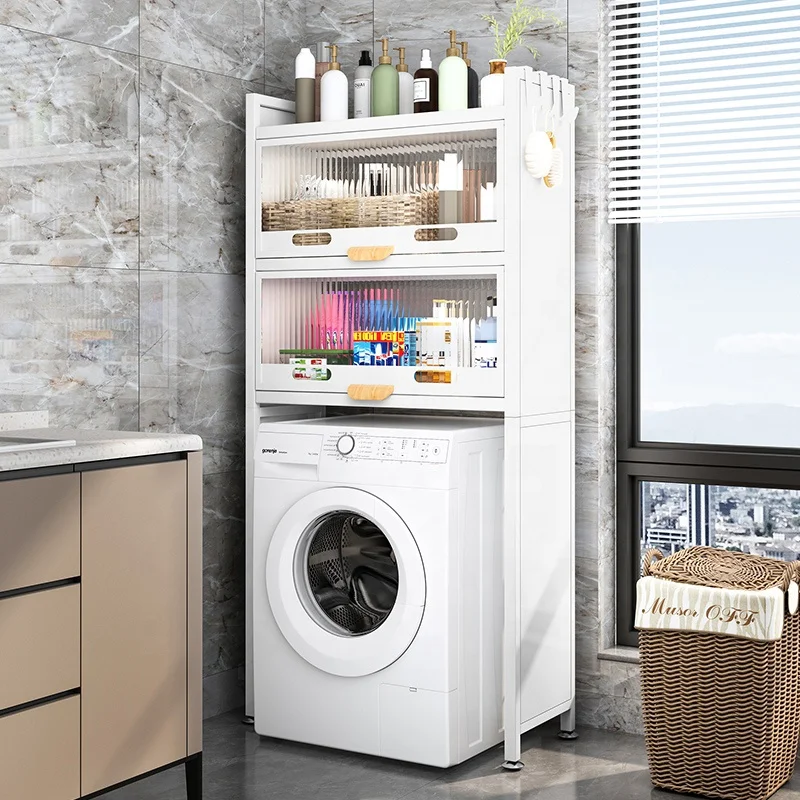 

With cabinet door bathroom cabinet foldable washing machine organiser storage rack metal above shelf over the toilet rack