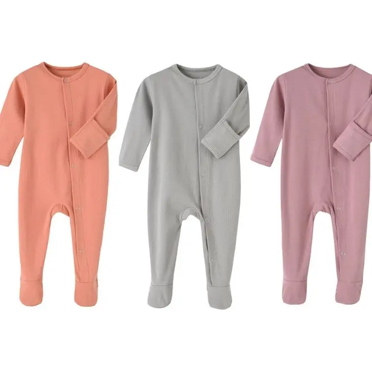3pcs/pack baby romper girl set rib cotton newborn baby clothing set infant rompers pajamas with mitten