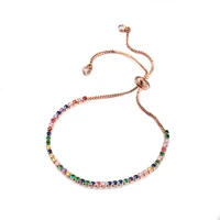 

BAOYAN Bohemian Micro Pave Tiny Small Rainbow Crystal Bracelet Women