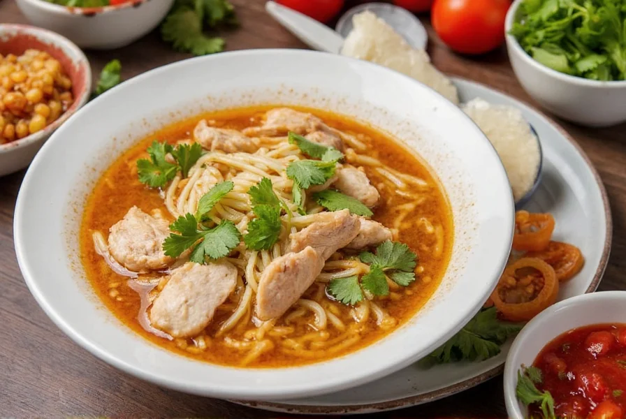 Homemade chicken noodle pho soup process steps