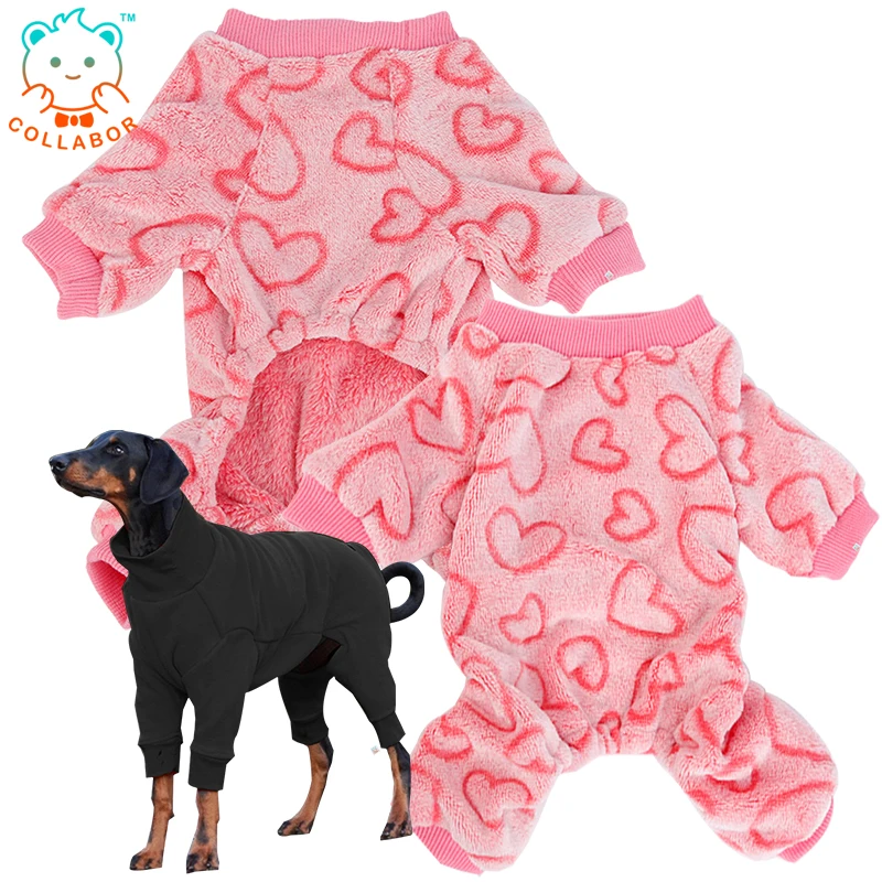 

COLLABOR New Thick Cotton Jumpsuit For Dog Heart Snow Pattern Warm Soft Fleece Retro Corduroy Jumpsuit For Pet Dog, Solid, digital print