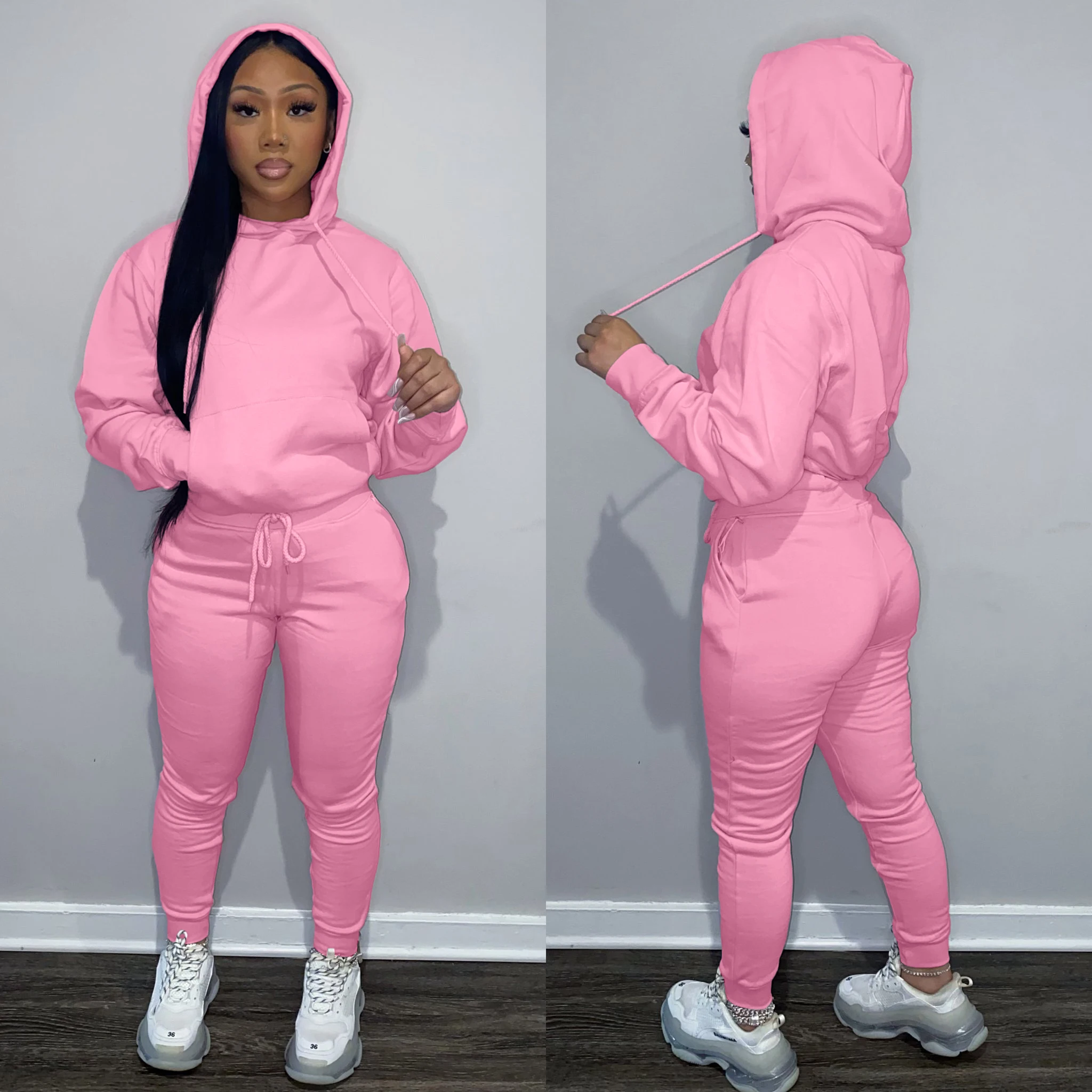 

2021 Ladies Winter Clothing Tracksuits Women Joggers Suits Casual Sweatshirt and Hoodie Fall Two Piece Matching Pants Set, Khaki,pink,yellow,red,gray,black,coffee,navy blue