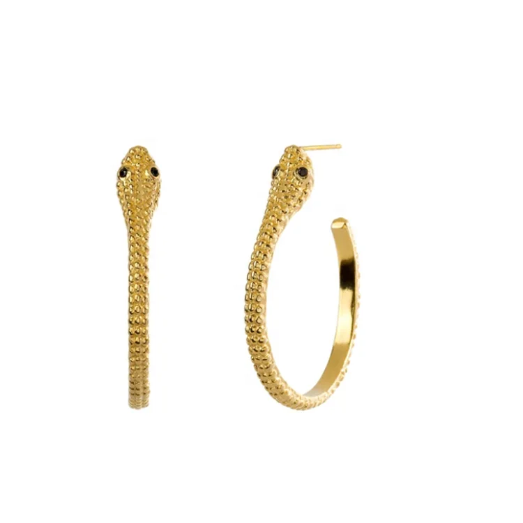 

Trendy Classic Fashion Women Accessories Delicate Gold Animal Huggie Earrings Charm Snake Hoop Earrings, Gold,rose gold,black and silver