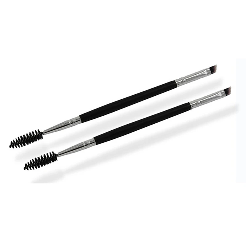 

Double Ended Brow Makeup Brush Wood Handle Double Sided Eyebrow Angled Brushes Makeup Brush Tools, Black