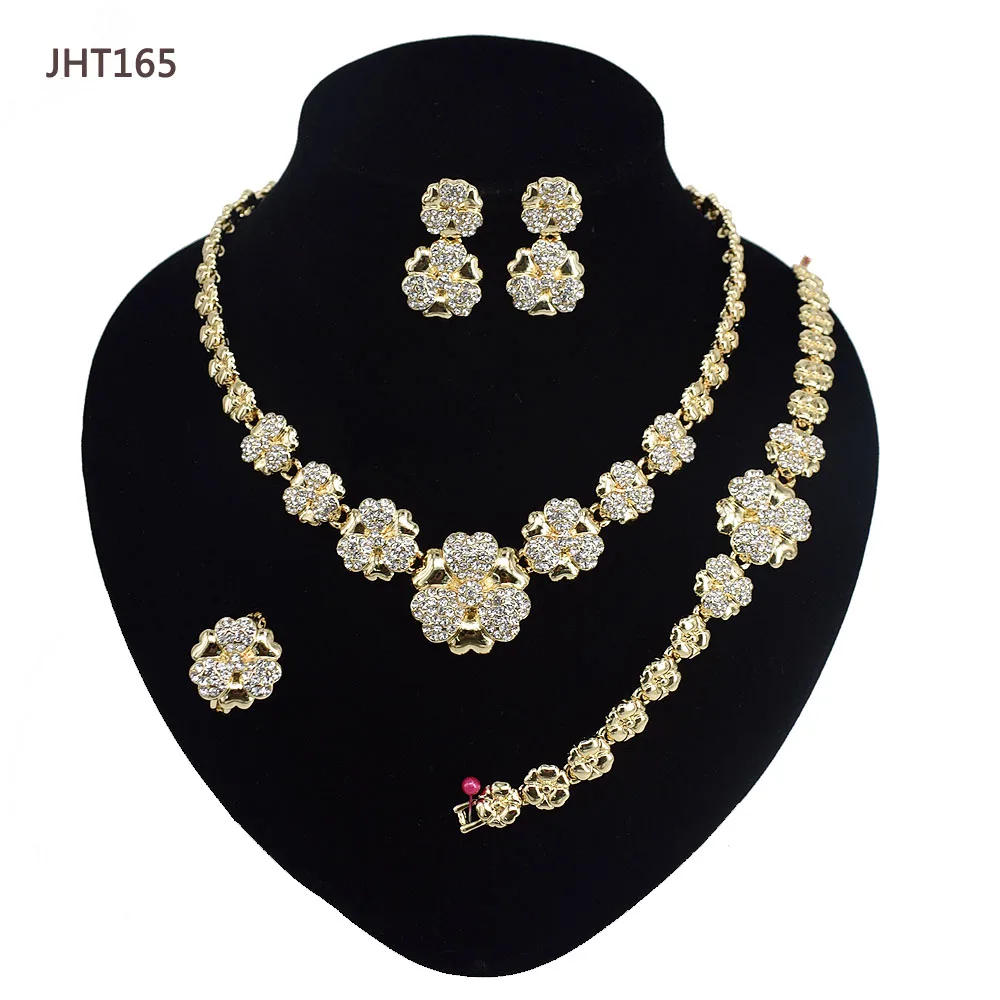 

JHT165 Wholesale 18K gold plated jewelry set fashion Flower diamond jewelry set, 18k gold plated color