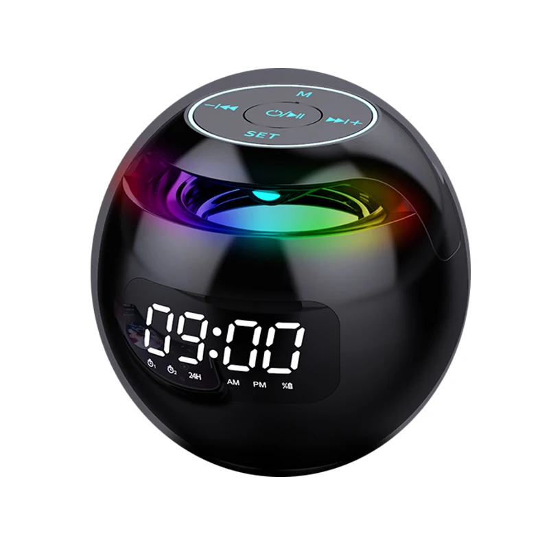 

2021 New Amazon hot Mini Portable Column LED Display BT Speaker Sound box wireless with Alarm Clock Hifi TF Card MP3 Music Play
