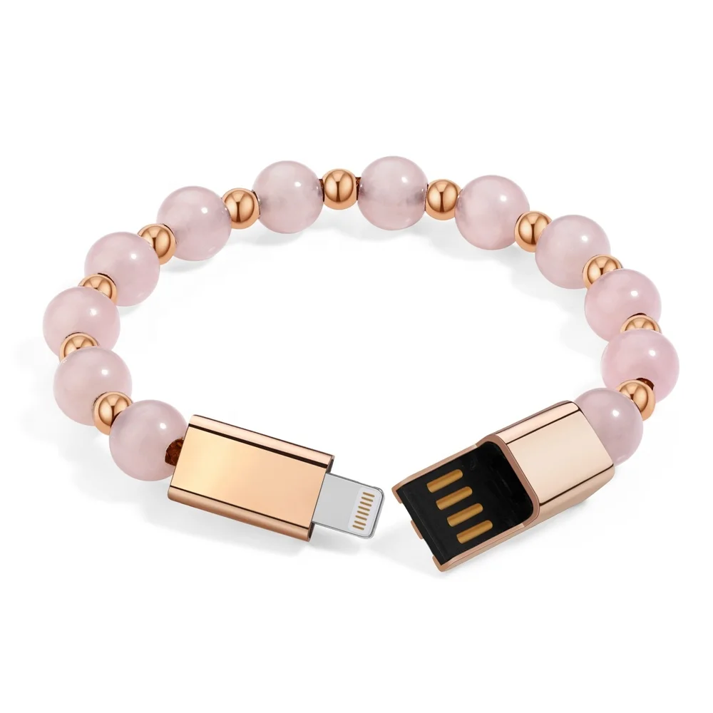 

USB Natural Stone Beads Bracelets Jewelry Stainless Steel bracelet Charger Bracelet Cargador Pulsera, Silver,rose gold and gold