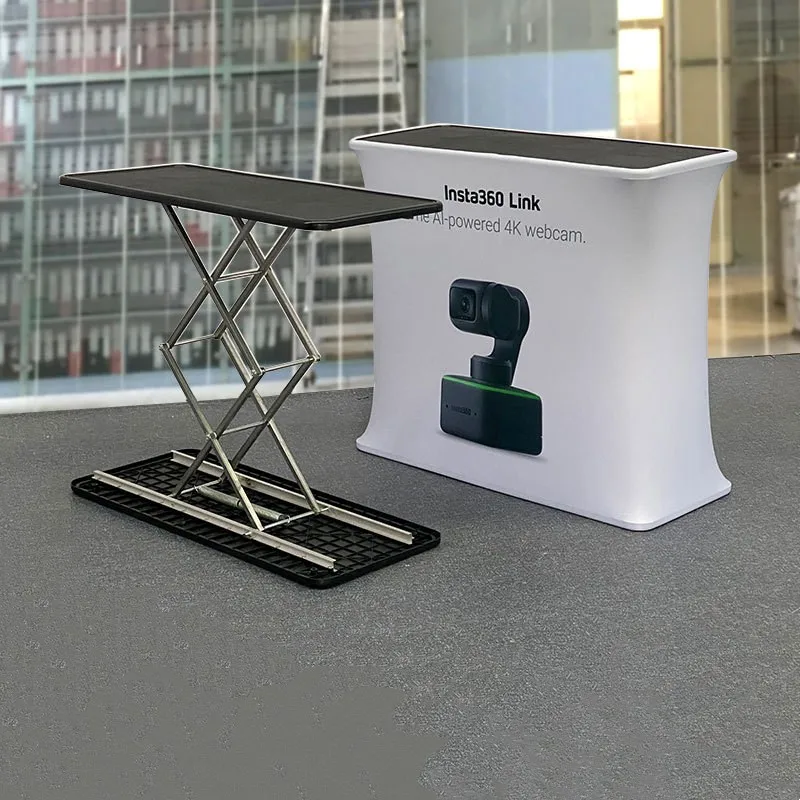 Rectangle Pop up Counter Foldable Trade Show Counter Desk Pop up Booth Table With LED Light