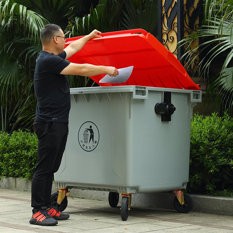

Outdoor 1100 liter plastic garbage waste wheelie bin trash can