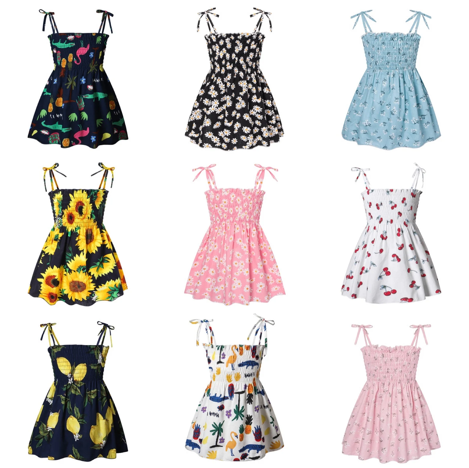 

2020 summer Baby clothes sweet seaside beach skirt kids clothing fashion Sleeveless Flower Print Princess suspender girls dress