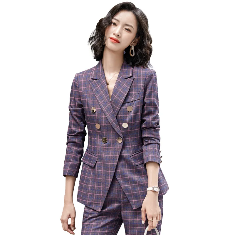 

S-4XL 2021 High Quality Professional Women Suits Autumn Winter New Slim Full-Sleeve Blazer Slim Trouser Suit