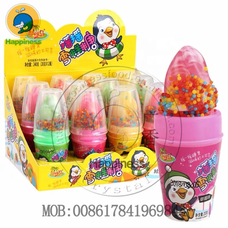 

Ice Cream lollipop with colorful snow mini candy fruit lollipops