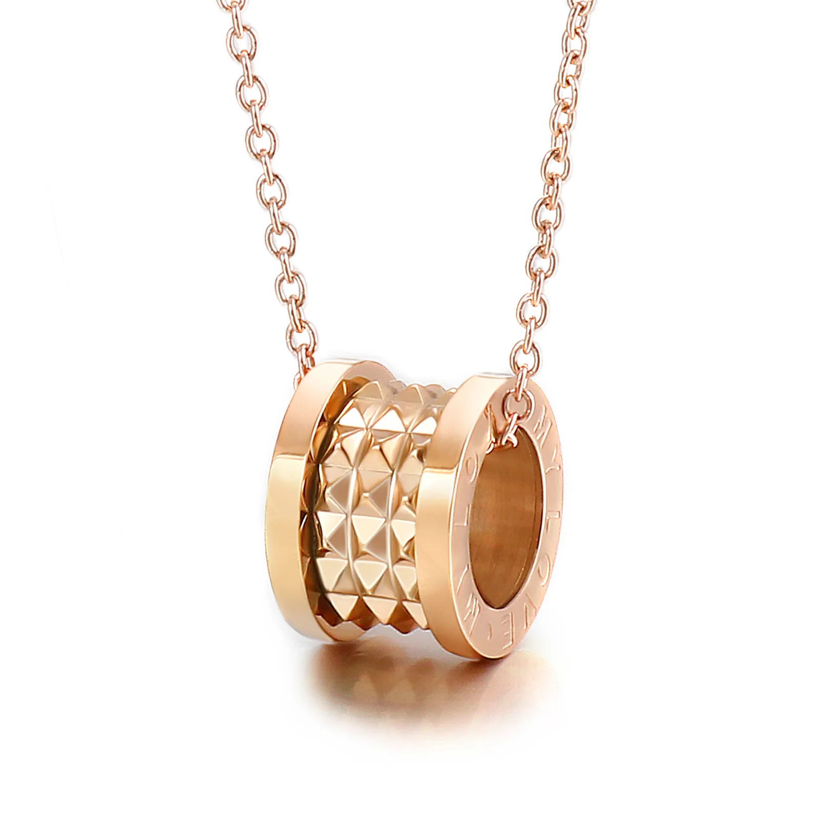 

Simple Jewelry Stainless Steel Spiral Roman numeral pendant necklace, Gold / steel
