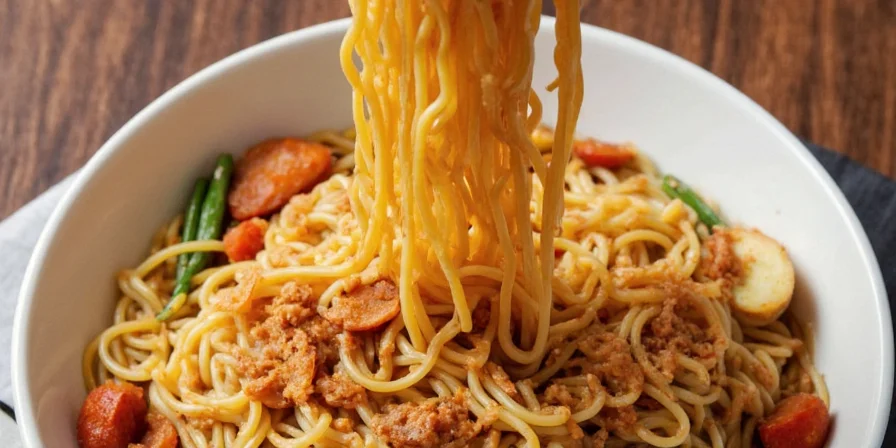 Spicy tonkotsu ramen with chili flakes on top