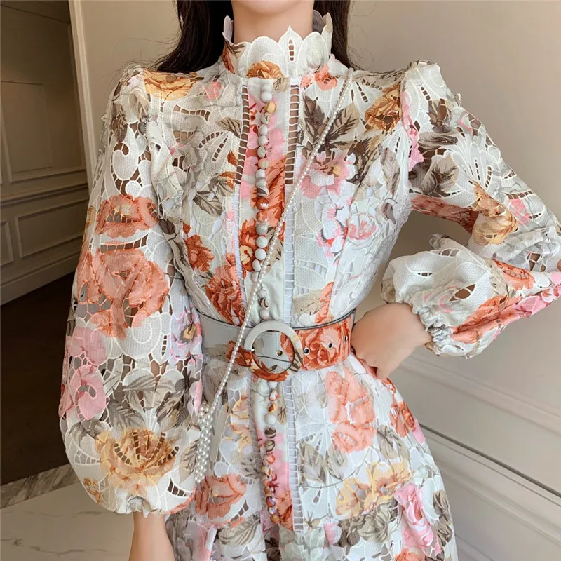 

Embroidery hollow high-end In stock sales 2021 new woman clothes wholesale fashion apparel elegant Club party floral dress, Picture color