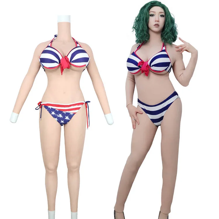 

URCHOICE Realistic Fake Pussy Pants With Fake Boobs G/H Cup Silicone Breasts Plate Bodysuit With arm for crossdresser drag queen