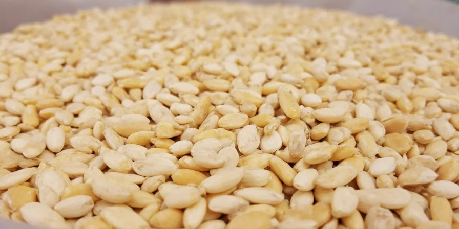 Making homemade tahini with white sesame seeds