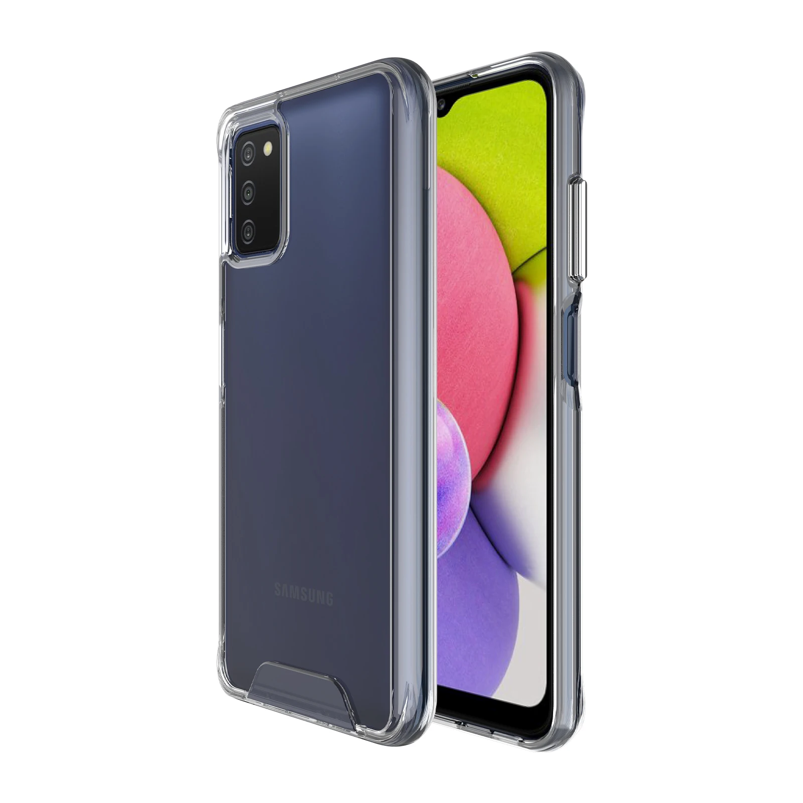 

Hard Acrylic Shockproof Bumper Clear Space Cell Phone Case For Samsung A03S, As picture shows