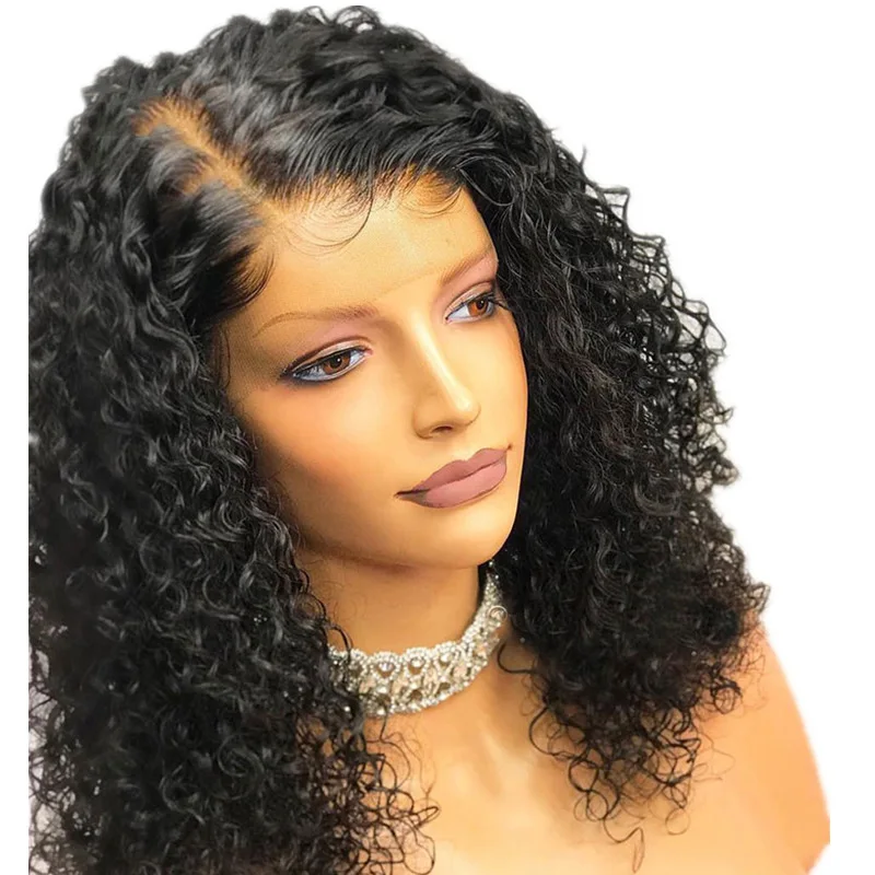 

Before Lace Dyeing Chemical Fiber Head Cover Wig Small Roll Partial Parting Wig Spring Curl Wigs, Black