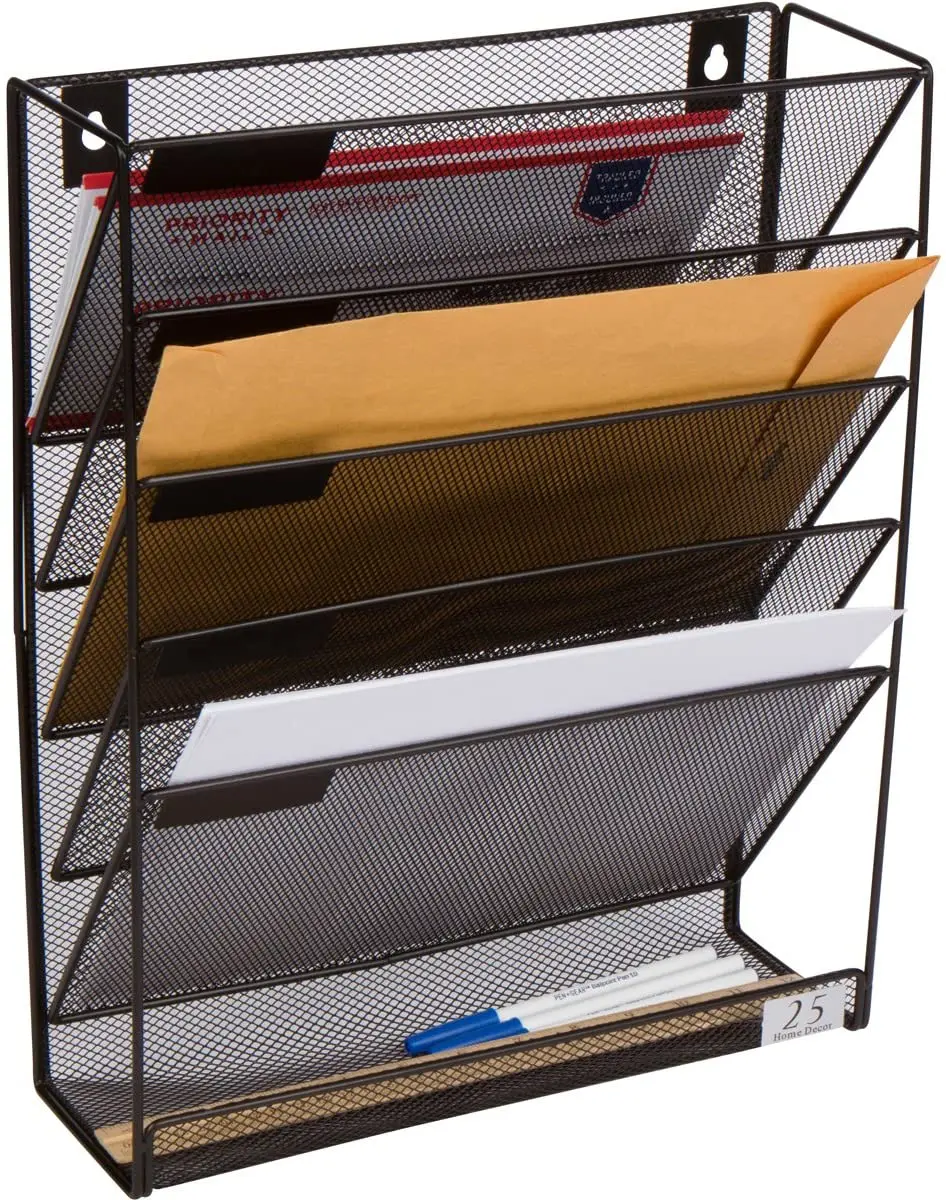 

Carpeta 5 Layer Mesh Expandable Magazine Metal Wall Pocket Desktop Office Document Tray Desk A4 File Lstorage Organizer