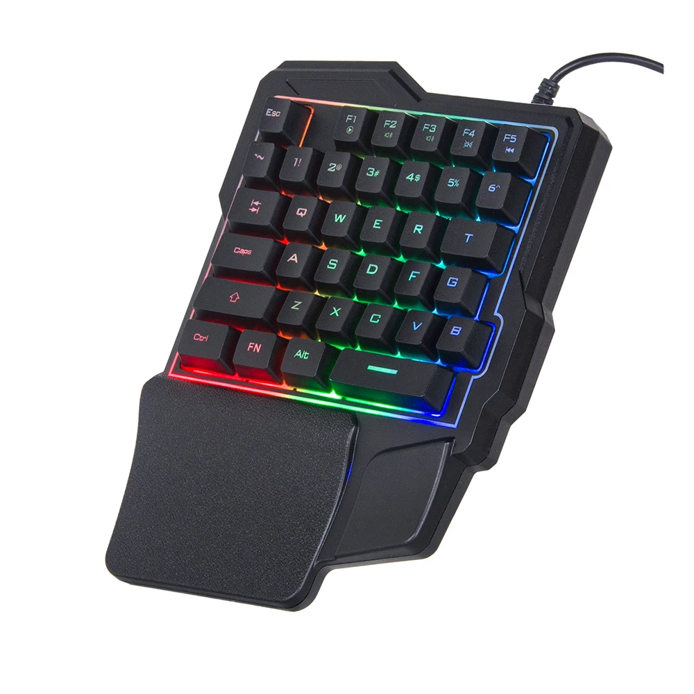 BST-K10 One-Handed Gaming Keyboard with LED Backlit One Handed Portable Mini Gaming Keypad for LOL/PUBG/Wow/Dota/OW/Fps Game