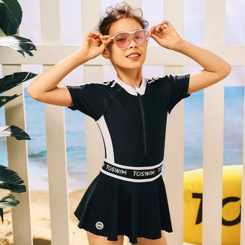 

China Manufacture Quality Black Spandex Nylon Swimwear Swimsuit Kids Beachwear Skirt