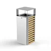 HAOYIDA Outdoor Rectangle Trash Can Metal Wooden Slat Steel Trash Bin
