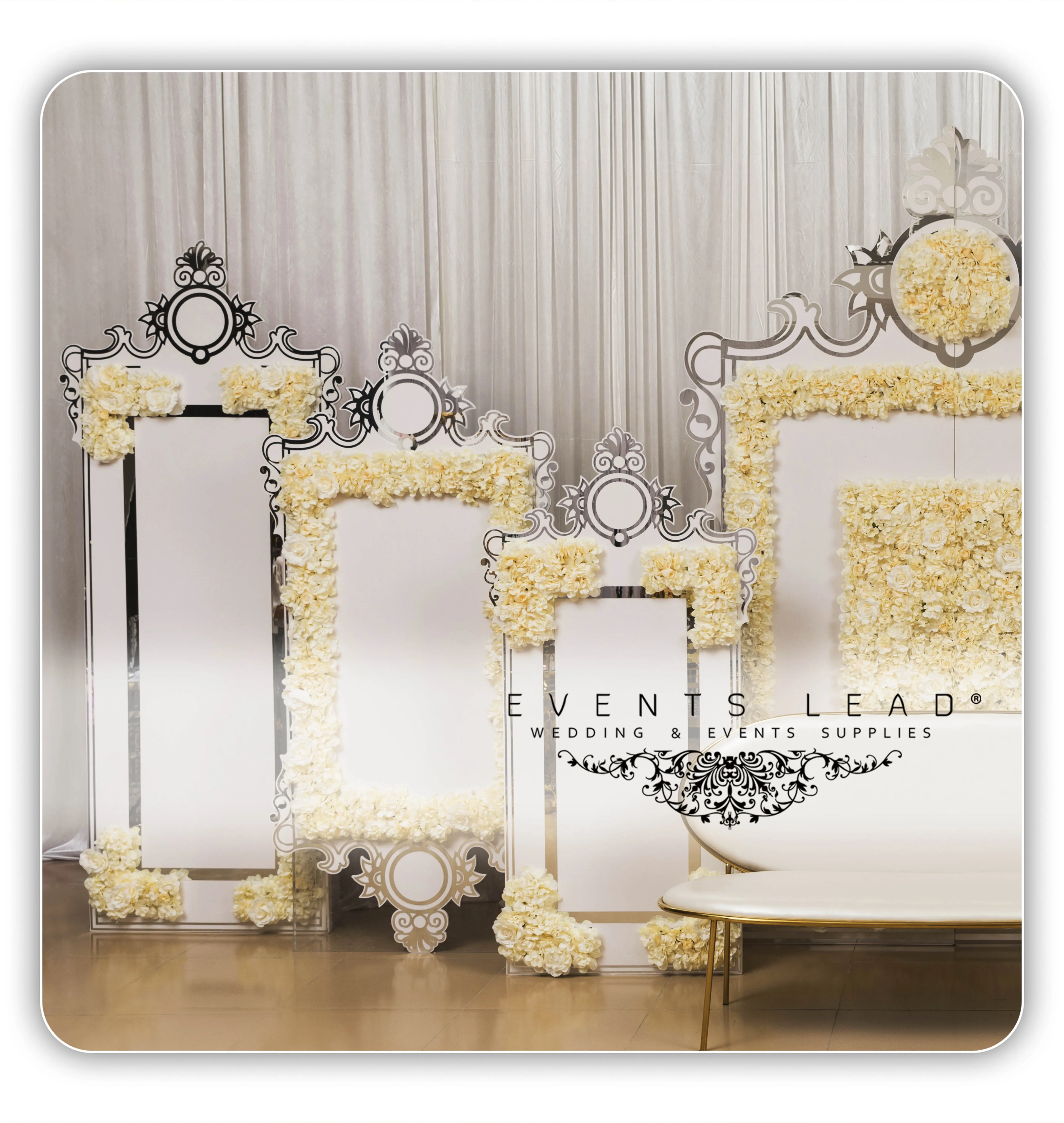 HEART Golden Mirror Exquisite Pattern Wedding Backdrop for Events