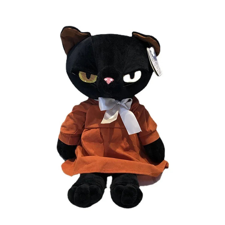 

ZD266 Wholesale Grumpy Kitty Doll Toys Children Creative Gift Stuffed Plush Toys Cute Retro Skirt Black Cat Plush Toys