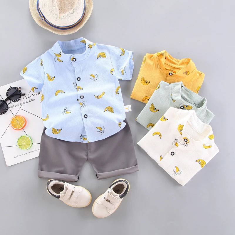 

Boy's suit summer new children's clothing dinosaur shirt short-sleeved suit cotton two-piece wholesale