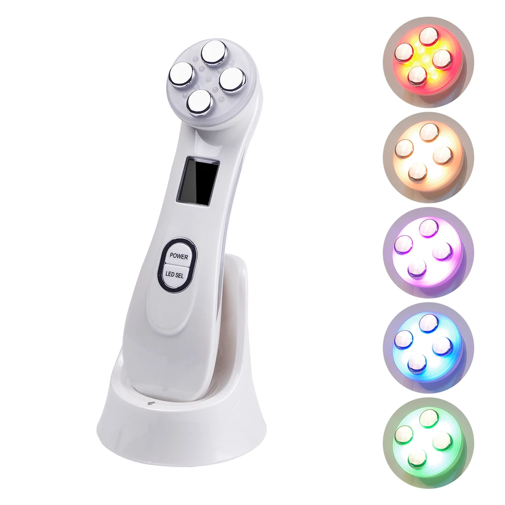

5 in 1 RF EMS LED Photon Light Therapy Beauty Instrument Anti Aging Face Lift Firming Eye Facial Skin Care Tool, White
