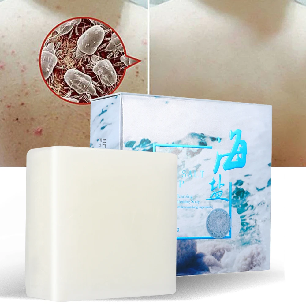 

Custom Organic Sea Salt Soap 100g Remove Pimple Pore Acne Goat Milk Skin Care Moisturizing Handmade Soap Anti Mite Exfoliating