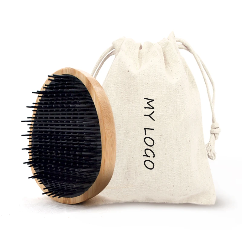

Eco-Friendly Biodegradable Bamboo Egg Shape Tangle Detangling Scalp Massage Natural Hair Brush for Curly Hair