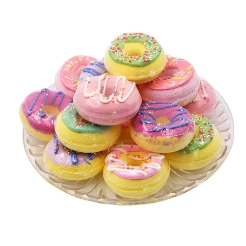 

Amazon hot sale New Arrivals Natural Ingredients Pure Donut Bath Bomb Diffuser Oil Colorful Bubble Shower, White + pink/blue/yellow