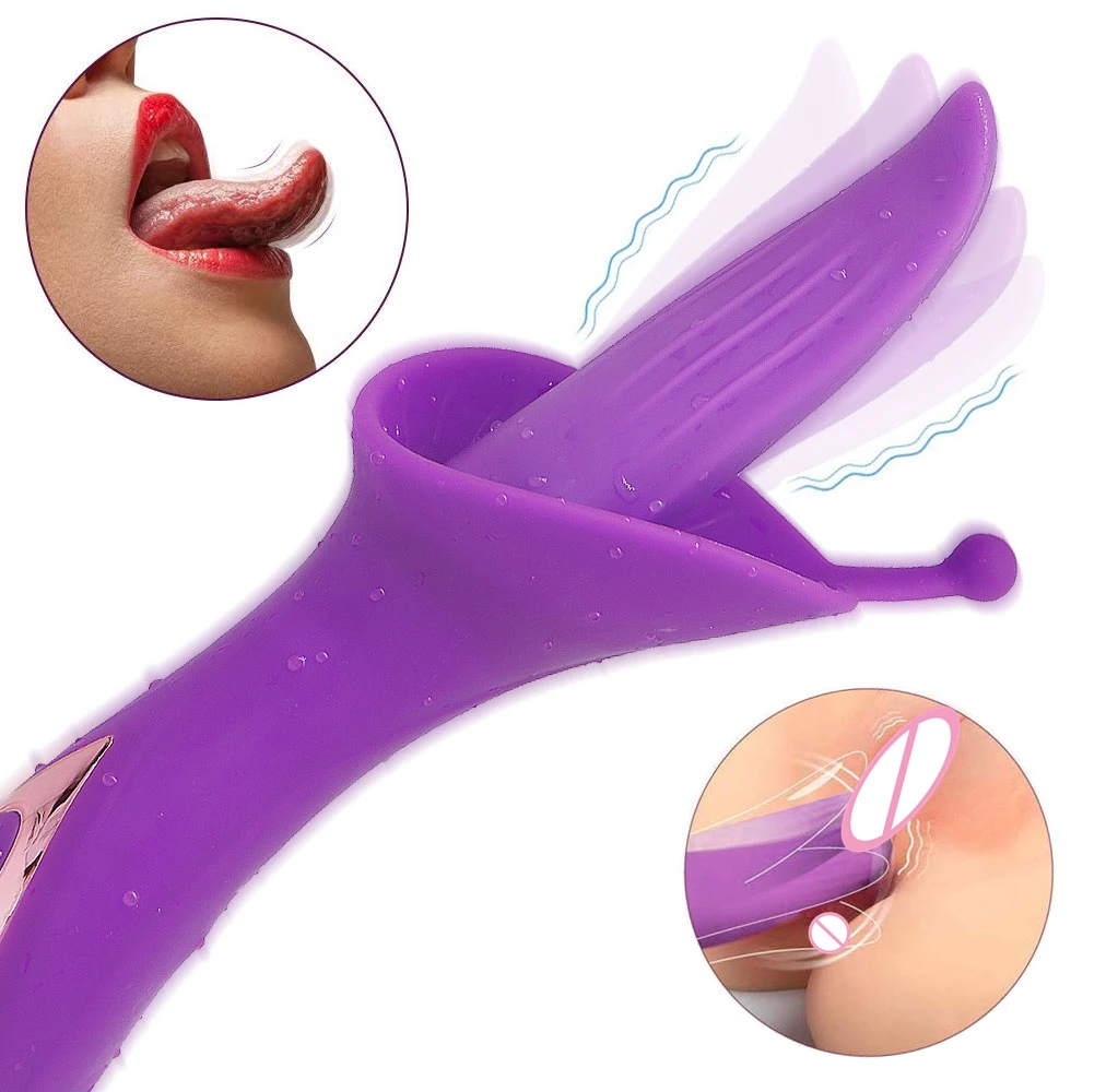 

12 Frequency Vibrating Vaginal Massage Tongue Licking G Spot Clitoral Vibrator Clit Tickler Orgasm stimulator Sex Toy for Women, Purple