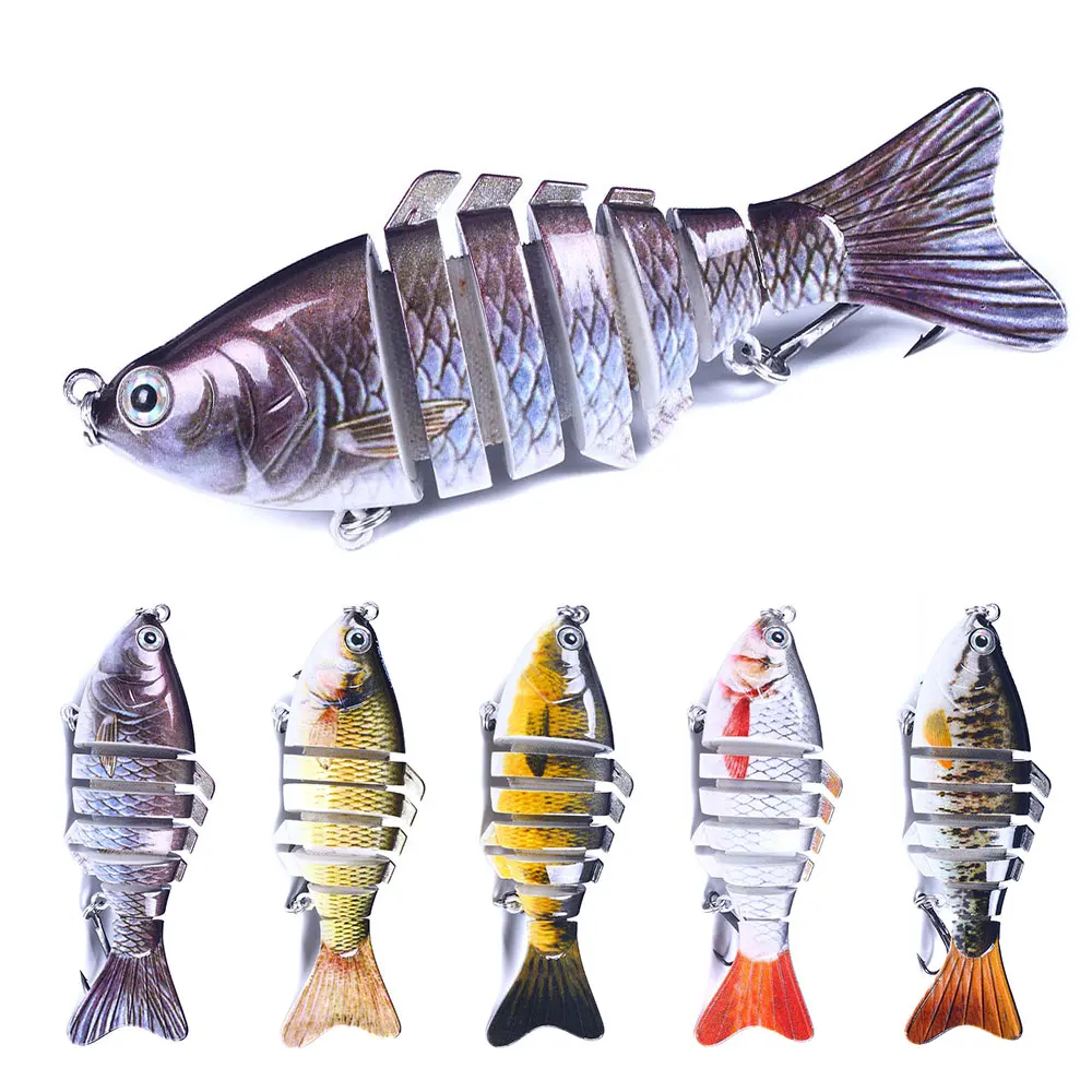 

10cm 15.4g Minnow hard lure fishing artificial bait Multi Jointed Fishing Lure 7 segments, 5 colors as pictures