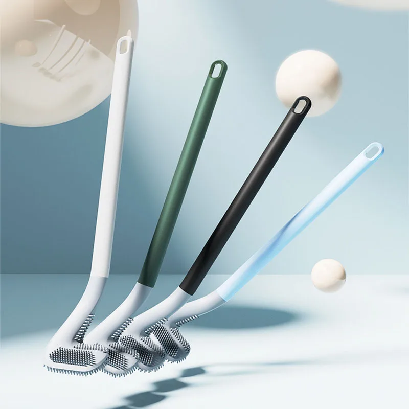 

Creative golf toilet brush set wall hanging soft glue no dead corner toilet brush daily necessities long handle cleaning brush, White, blue, black, green, gray