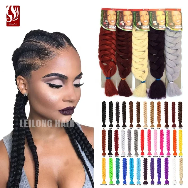 

Wholesale Afro Kinky Synthetic Xpression Package Jumbo Ombre Yaki Braiding Hair Extension Stand For Braids 82Inch Half In 41Inch, 100 colors