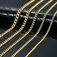 

Width 3/4/4.5/5.5/6/7/8mm Stainless Steel Chain High Quality Gold Plated Cuban link Necklace Chain 13 Lengths Per Width
