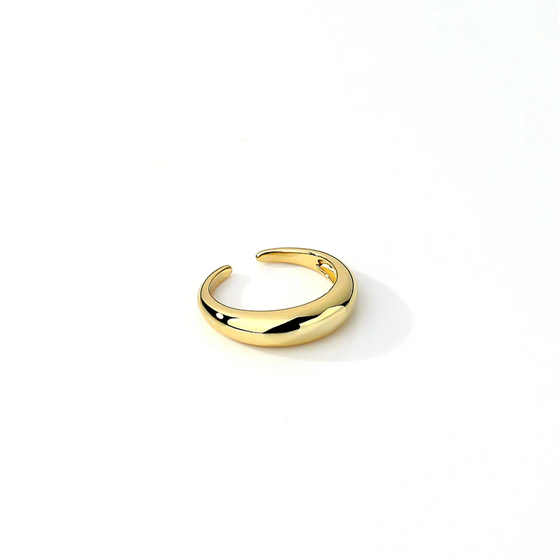 

Minimalist 925 Sterling Silver 0.5 1Micron 18K Gold Plated Simple C Shape Open Gold Vermeil Ring Adjustable