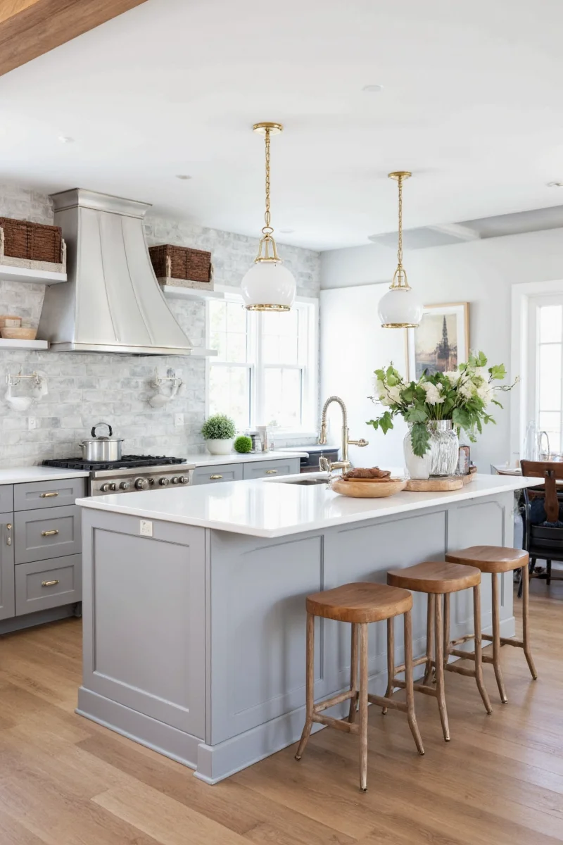 Gray paint swatches on wall