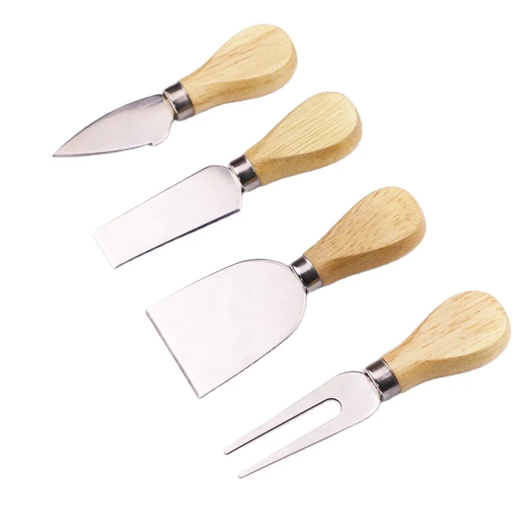 

set of 4Stainless Steel Cheese Slicer Butter knife Set Cheese Butter Cake Board Cutter Tool Set Cutting Knife with Wooden Handle