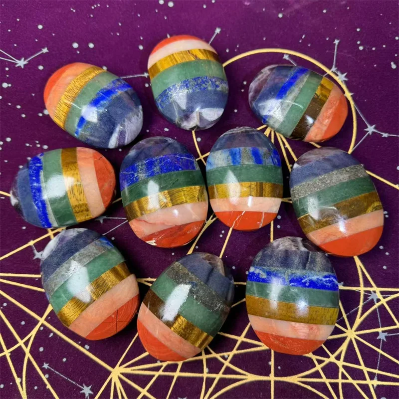 Healing Stone Crystal Palm Stone Gemstone Seven Chakras Palm Stone for Home Decoration Gift